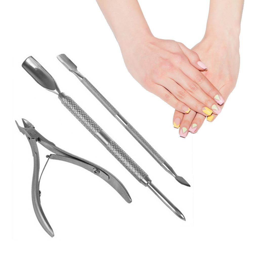 Cuticle Pusher Cutter Stainless Steel Cuticle Remover Manicure Pedicure Tool for Fingernails Toenails