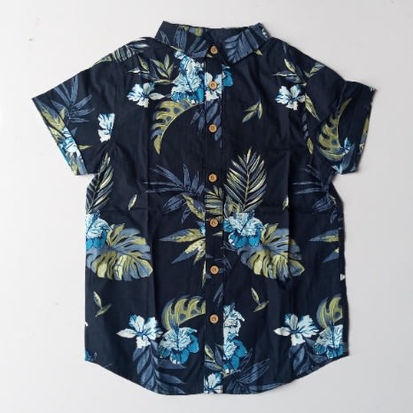 Boys Floral Shirt - Navy