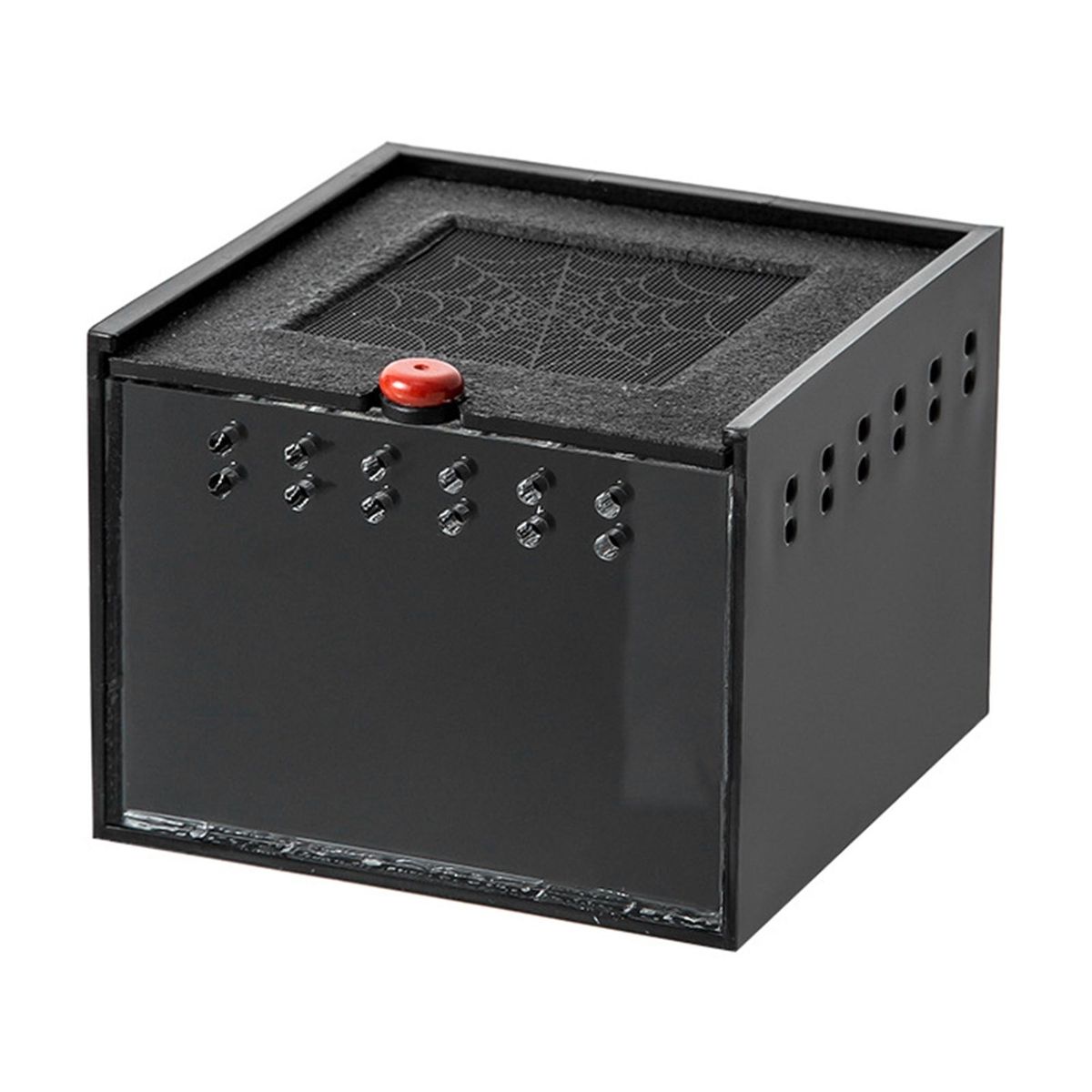 Lizard Habitat with Air Mesh Spider Haven View Feeding Box for Jumping Black