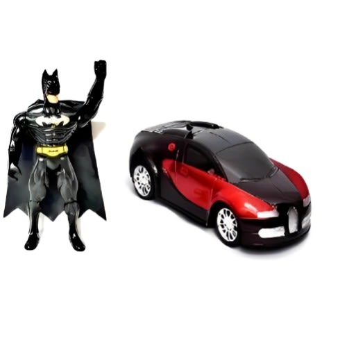 Bat Man Superhero Toy + Red Battery Powered Siren Toy Car