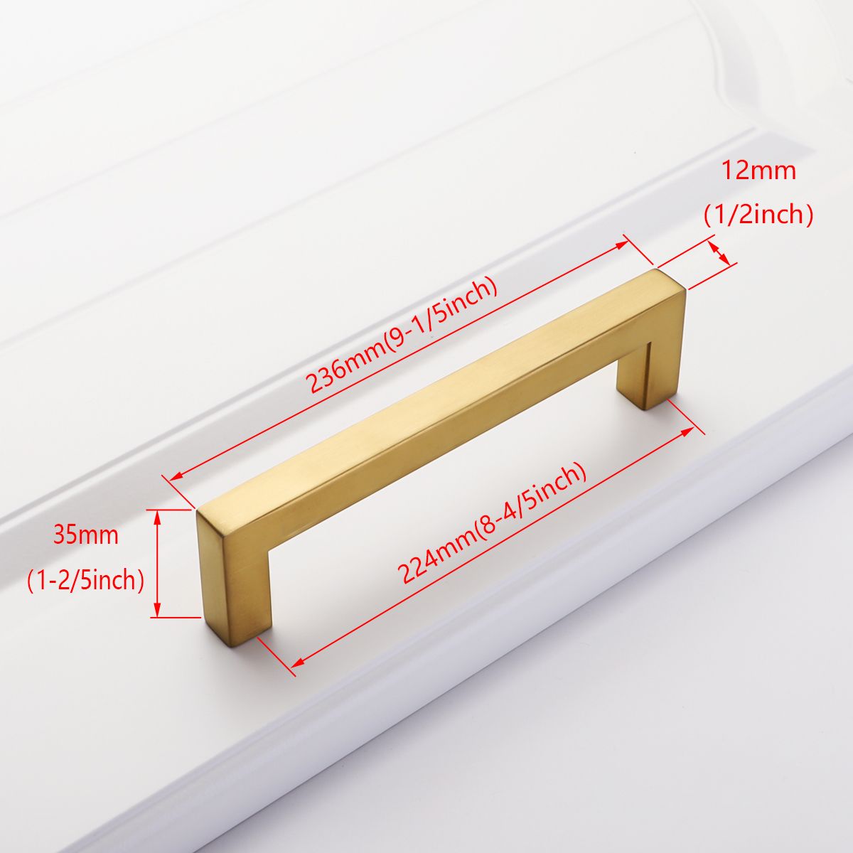 (G224mm-236mm)Black Cabinet Handle Square Furniture Hardware Stainless Steel Kitchen Door Knobs Cupboard Wardrobe Drawer Pulls