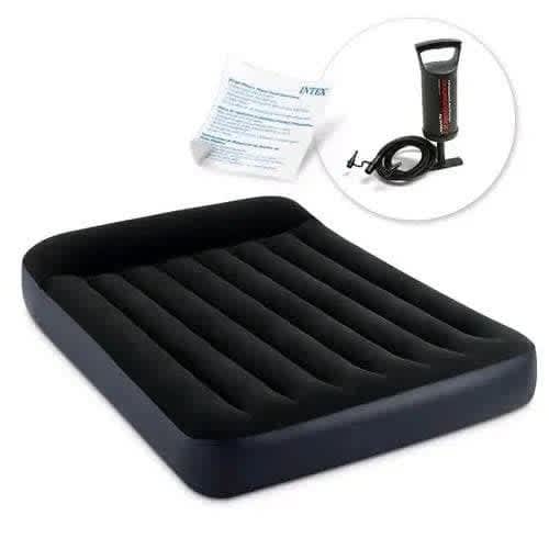 Inflatable Air Mattress Height R With Free Pump - 10'' - Black