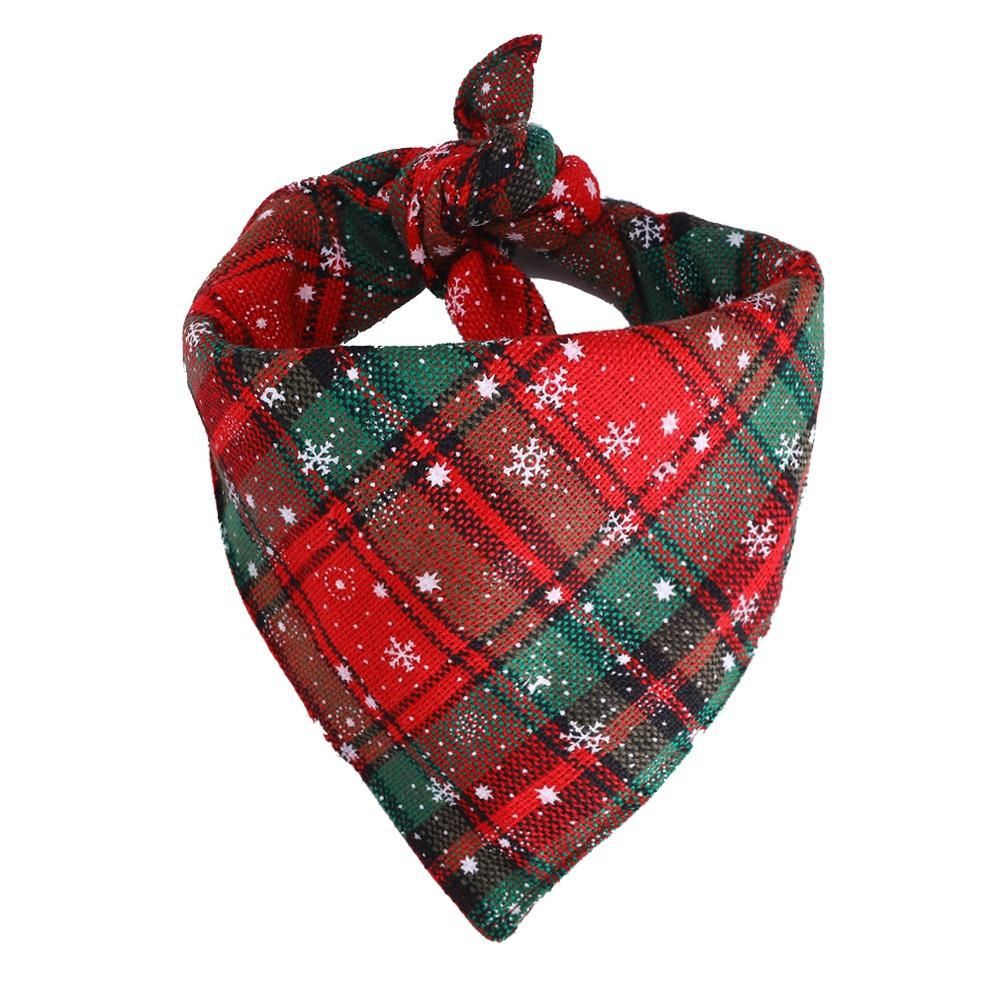 Red and Green Snowflake Pet Dog Neck Scarf Adjustable