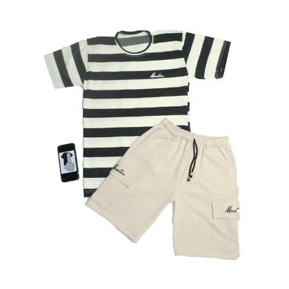 Men's Mono Tshirt And Nude Cargo Short