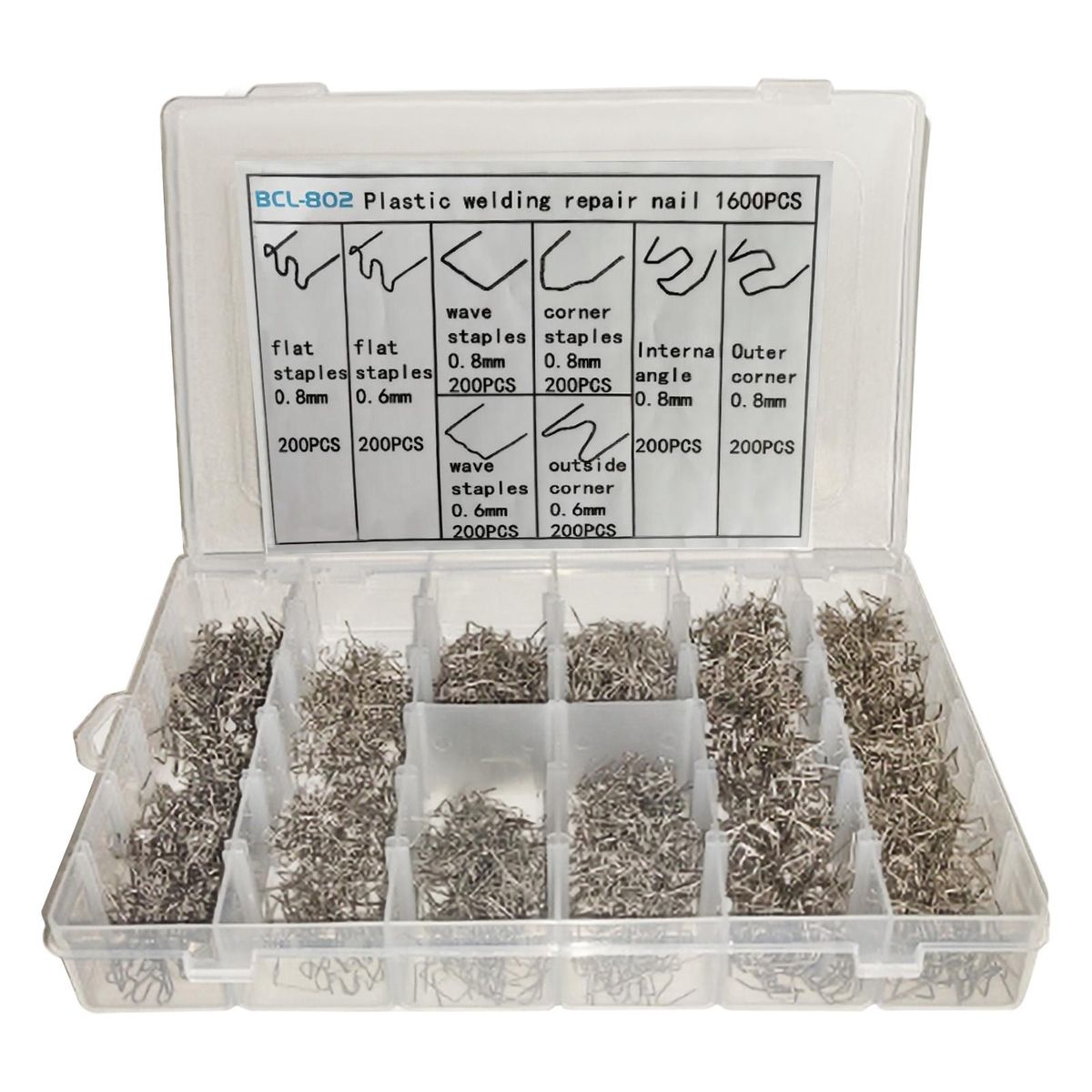 1600PCS Auto Plastic Repair Hot Staples with Storage Box for Car Bumper Plastic Welding Repairing Kit