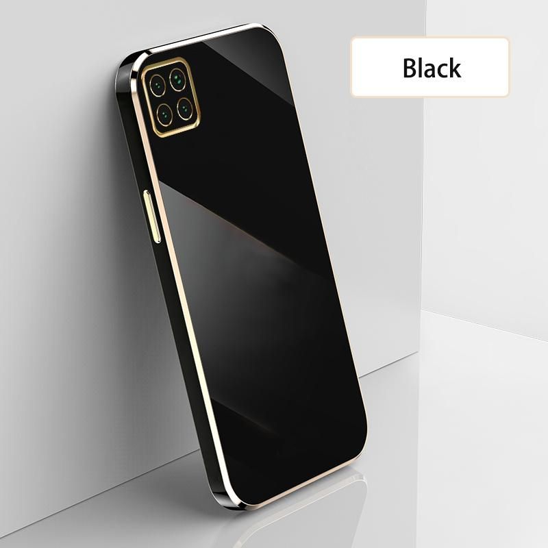 Ultra Thin Plating Phone Case for Huawei Nova 7i P40 Lite 4G Nova 6 SE Lens Protection soft Phone Back Cover-Black