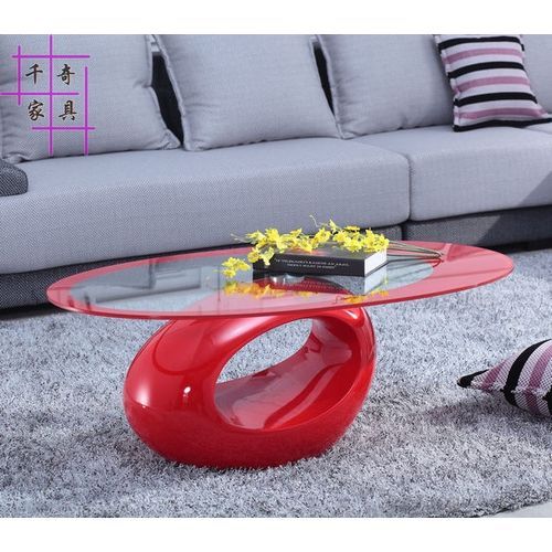 Modern Oval Center Table- Red