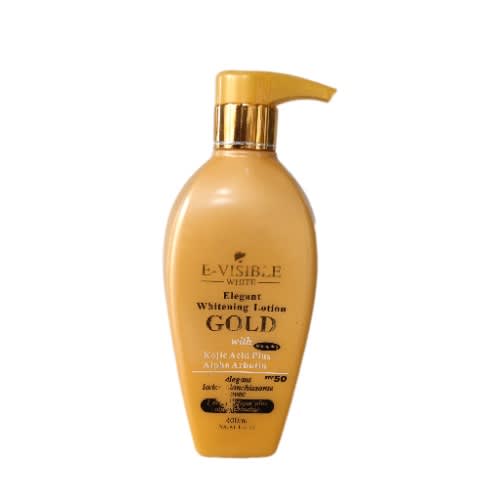 E- Visible White - Elegant Gold Whitening Lotion With Kojic Acid & Alpha Arbutin - 400ml