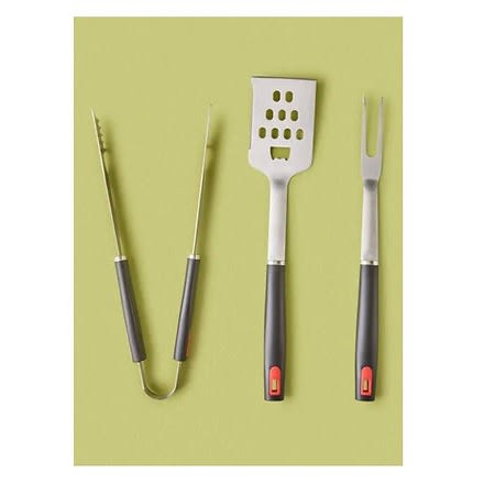 Bbq Grilling Accessories Stainless Steel 3-piece Tools Set, Black