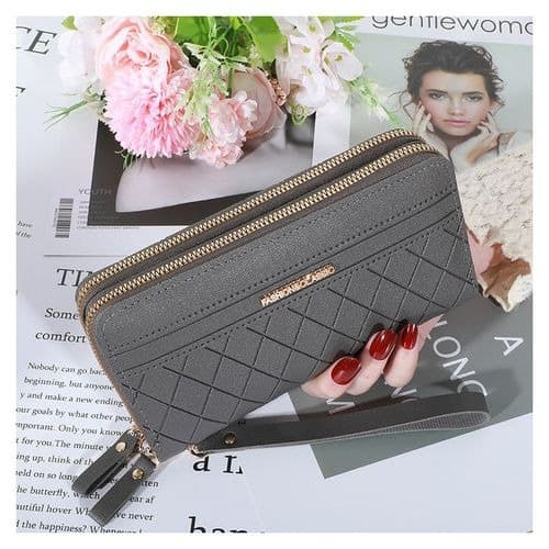 Women's Double Zipper Wallet Purse - Spacious Phone Handbag