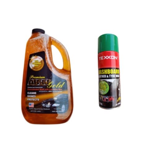 Abro Premium Gold Liquid Car Wash With Carnauba Wax 1.82l & Dashboard, Tyre Wax 450ml