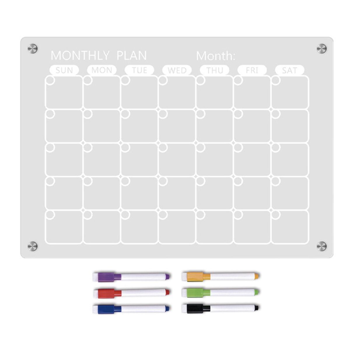 Magnetic Whiteboard with 6 Colored Markers Magnetic Calendar