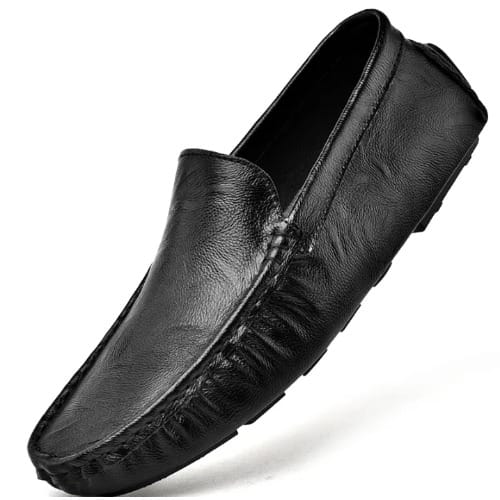 Men's Vintage Leather Loafers - Black