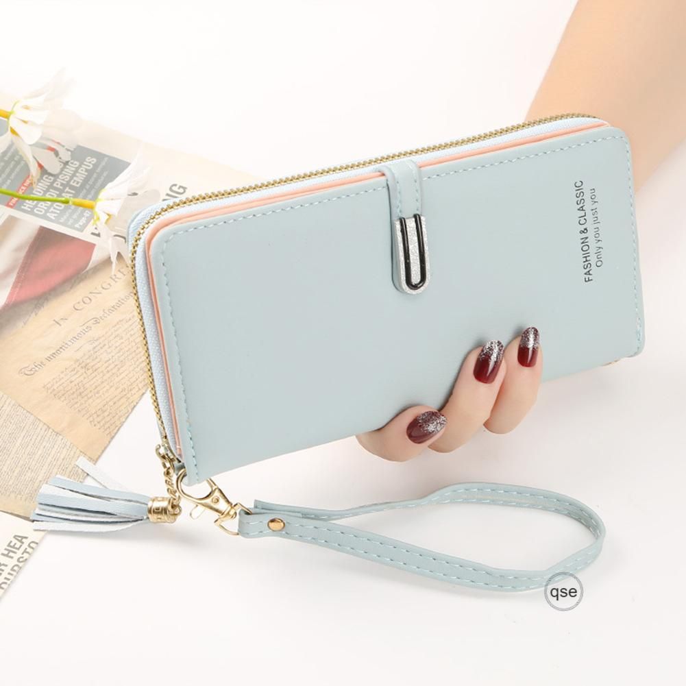 Simple Long Clutchs With Black Silver Snaps Button Large