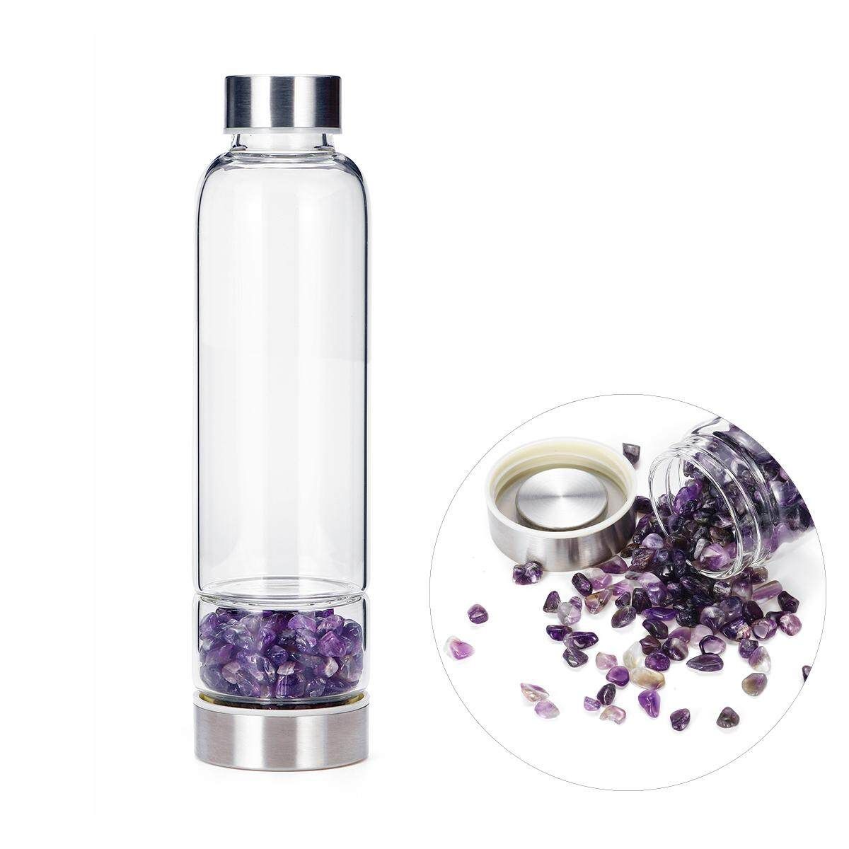 1pc Natural Gemstone Crystal Healing Obelisk Wand Elixir Quartz Water Bottle Dream Amethyst   Cup