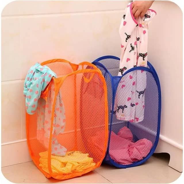 2 Pcs Foldable Pop Up Laundry Mesh Basket