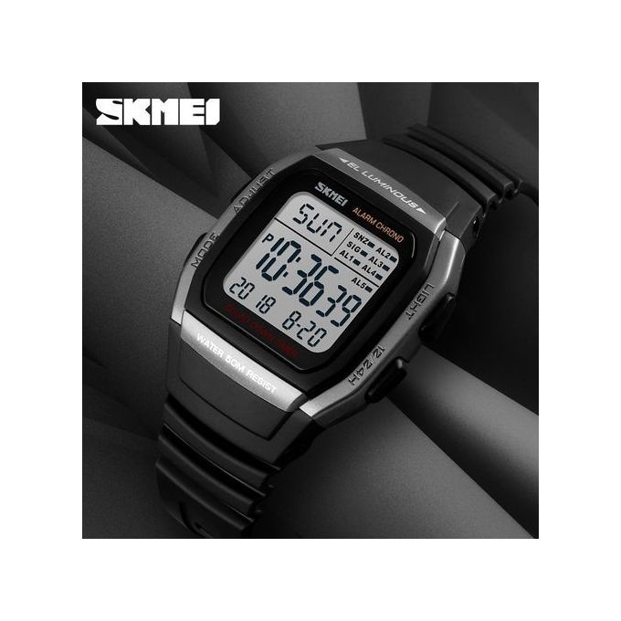 Sport Time Analog Waterproof Alarm Watch - Silver