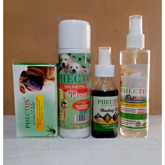 Phectox Ticks And Flies Care Combo. Powder, Soap, Wound Healing Oil And Deodorant.