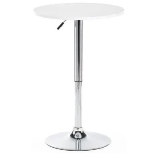 360&deg; Swivel Adjustable Round Bar Table- White