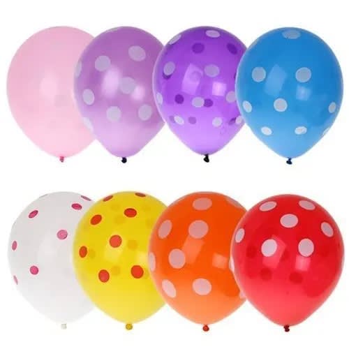 Dot Style Balloons - 100 Pieces -  12"  - Multicolor