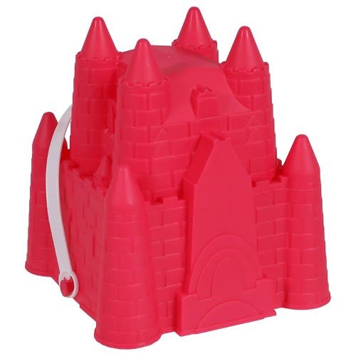 Kids Plastic Sand Castle Shaped Beach Pails With Handles -pink