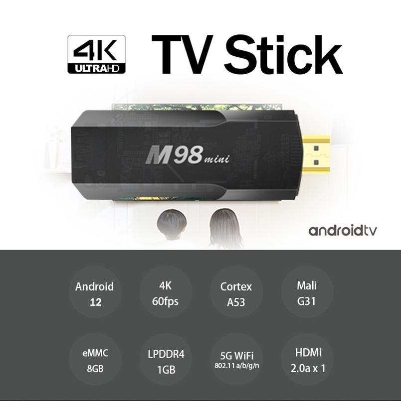 M98 mini v400 Tv Box TV Android 12 Stick H313 Latest System  2.4G/5Gwifi 4K 60fps High Definition
