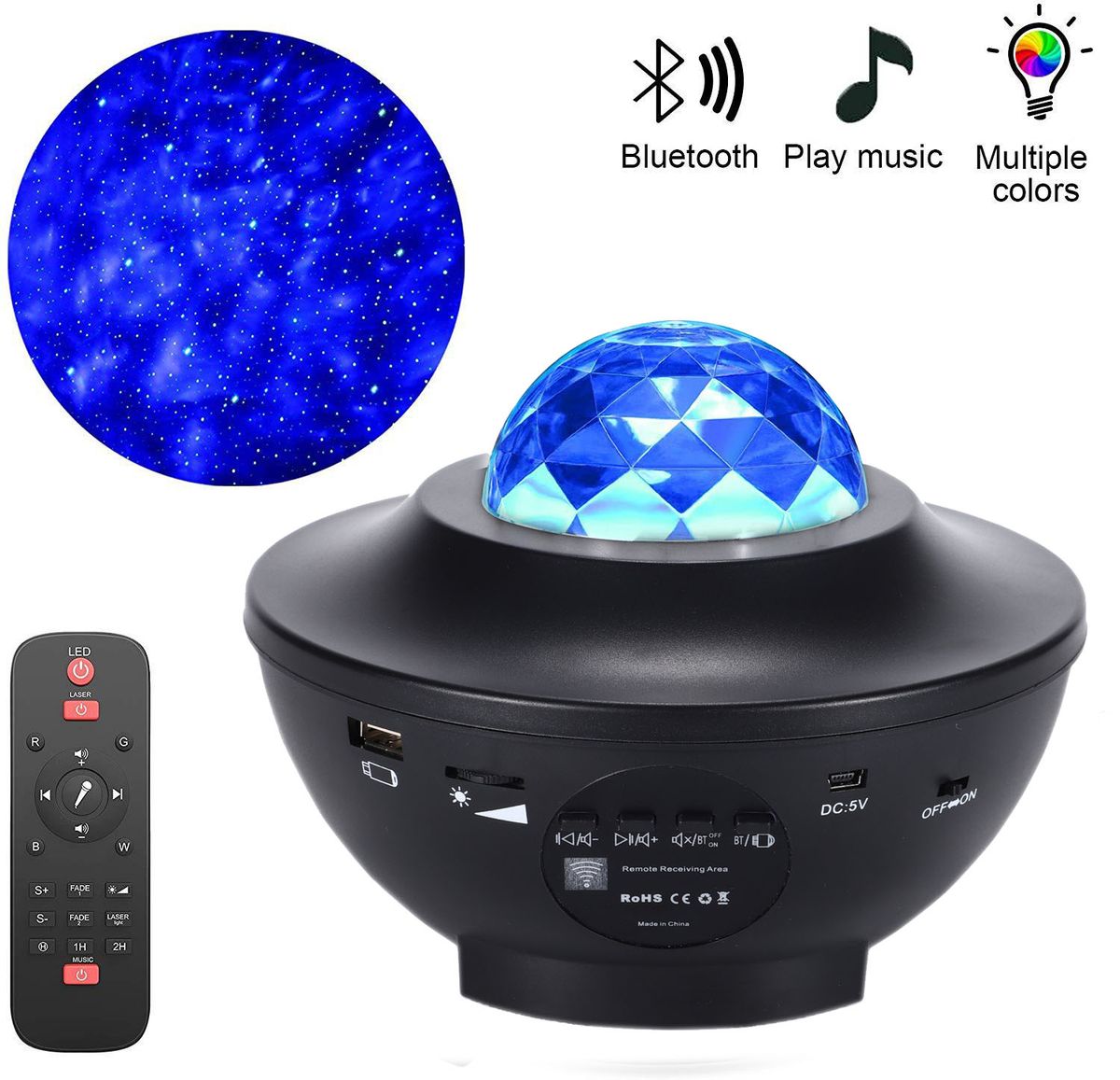 LED Starry Sky  Music Bluetooth USB Fairy Lights Rotate Star Galaxy Light  Lamp Led Night Lights