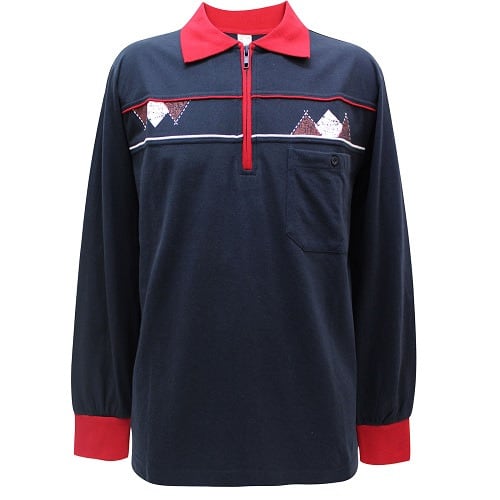 Men Pure Cotton Zip Polo Shirt