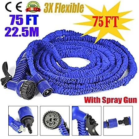 75ft Expandable Flexible Water Hoses - Fabric Pipe Multifunctional Watering Spray - Blue