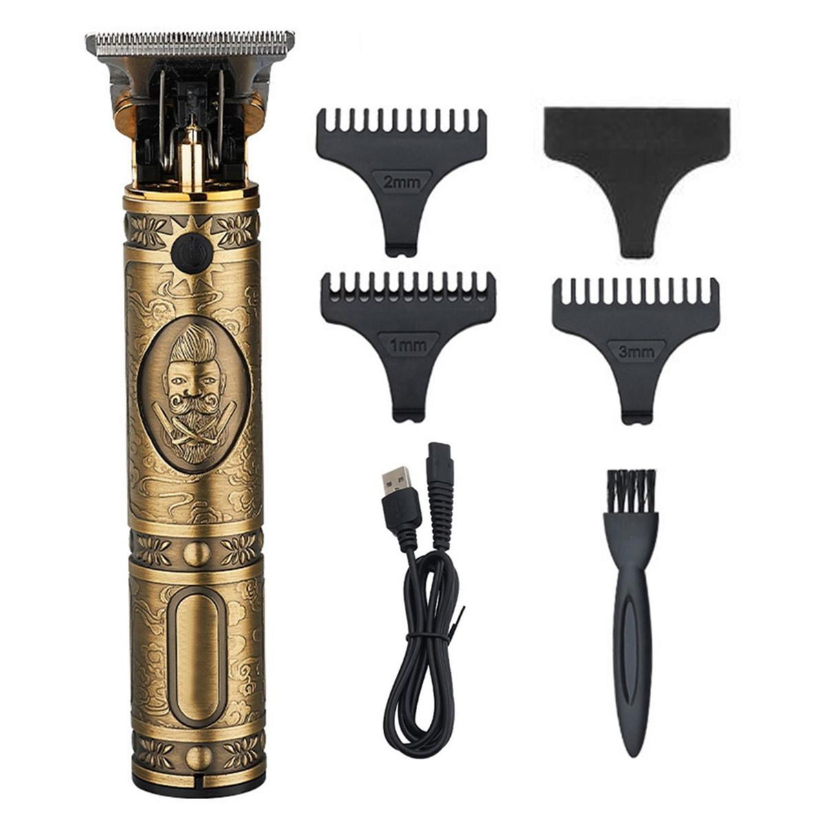 Faddish Embossment Engraved USB Charge Energy Saving Trim Hair Electrical Hair Cutter