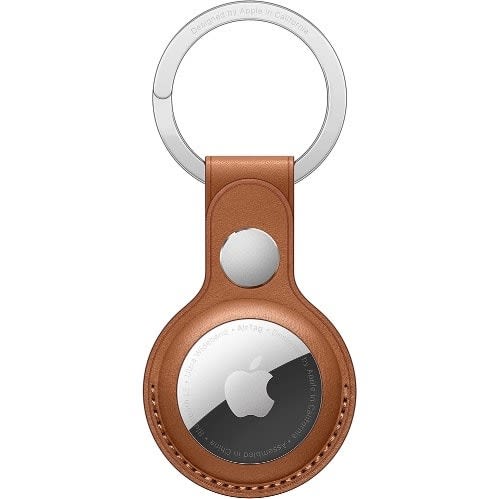 Apple Airtag Leather Key Ring - Saddle Brown