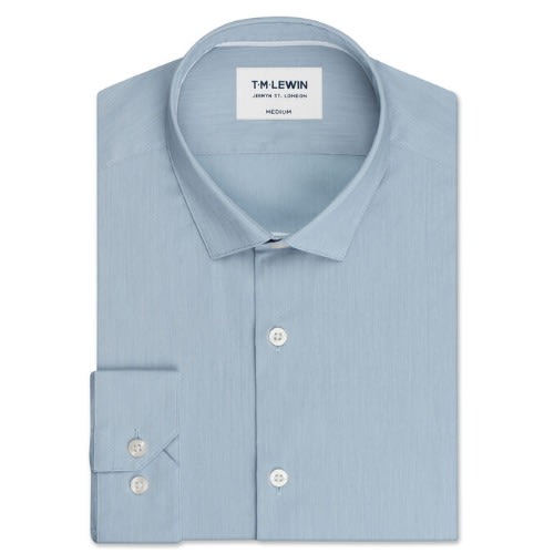 The Flex Slim Fit Petrol Blue Semi Plain Dash Button Cuff Shirt