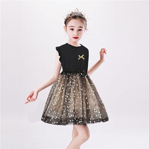 Baby Girls Short Sleeve Birthday Dresses - Black