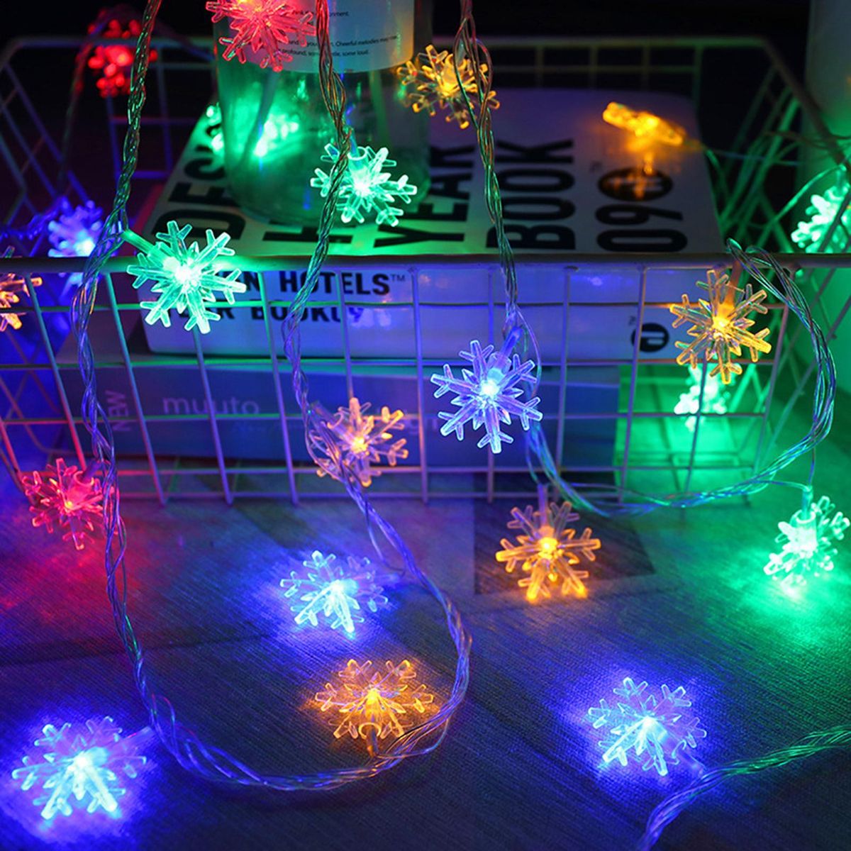 Snowflake Battery Box String Light Room Decoration Christmas Holiday Party Light Outdoor Camping Decorative Modeling Hanging Lamp