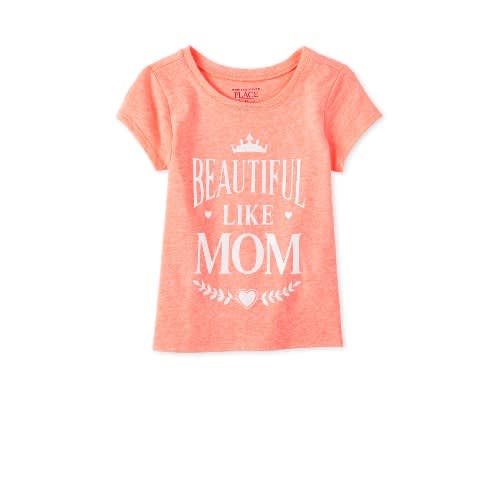 Beautiful Like Mum Glitters Top - Pink Coral.