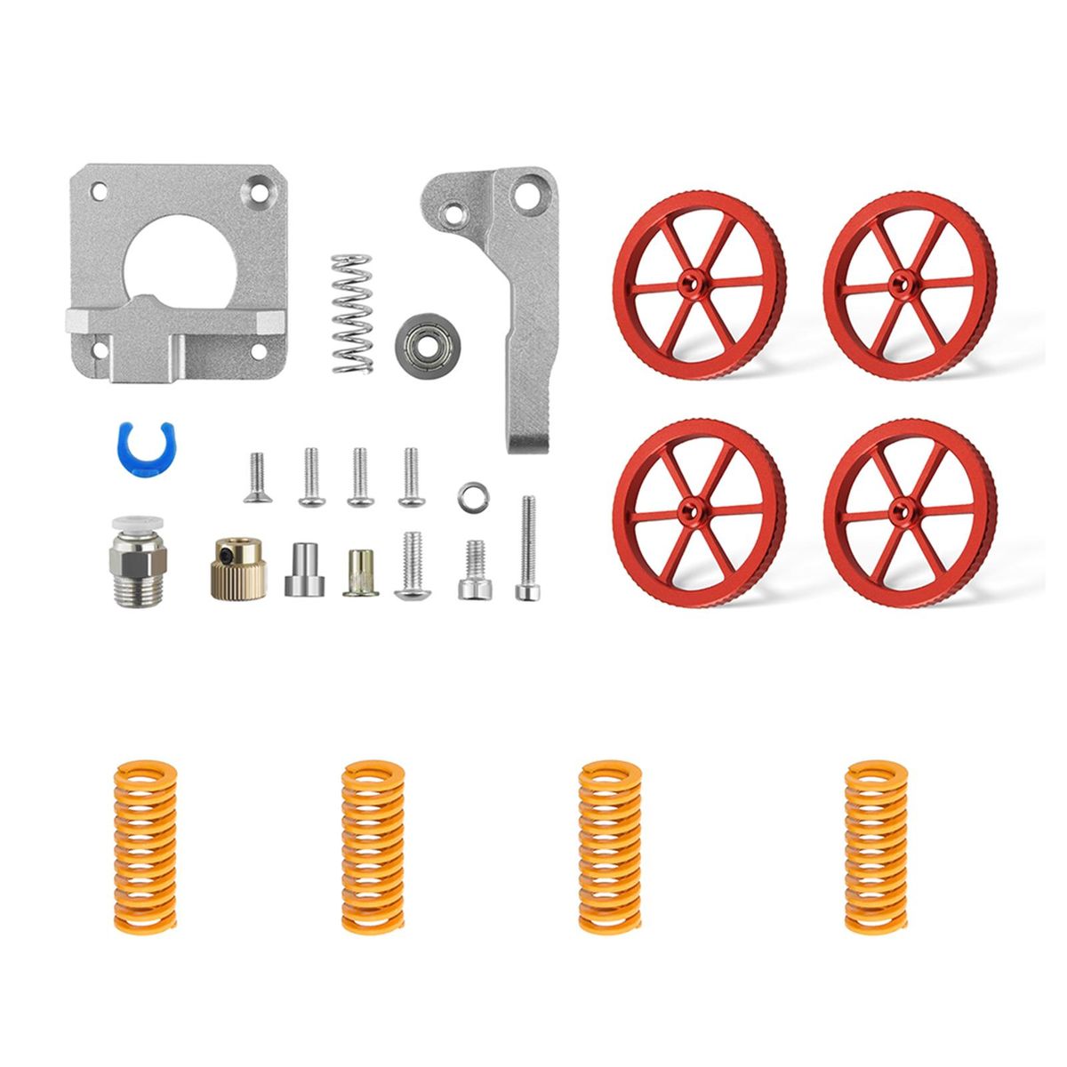 TWO TREES 3D Printer Parts & Accessories Upgraded All Metal Extruder and 4PCS Hand Twist Leveling Nut Diameter 60mm with 4pcs Heated Bed Springs for Creality Ender-3/Ender-3 Pro/ CR-10 Series 3D Printer