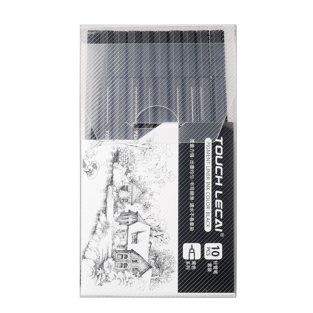 10pcs/set Black Pigment Liner Micron Ink Marker Pe