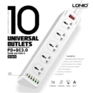 Surge Protection 6-port Usb Charger With 10 Outlets - 30W - Sc10610 - White
