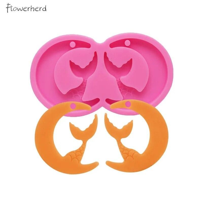 DIY Silicone Mirror Epoxy Resin Mold Mermaid Keychain Mold Crystal Mermaid Fondant Cake Decoration Baking Mold Fondant Tools