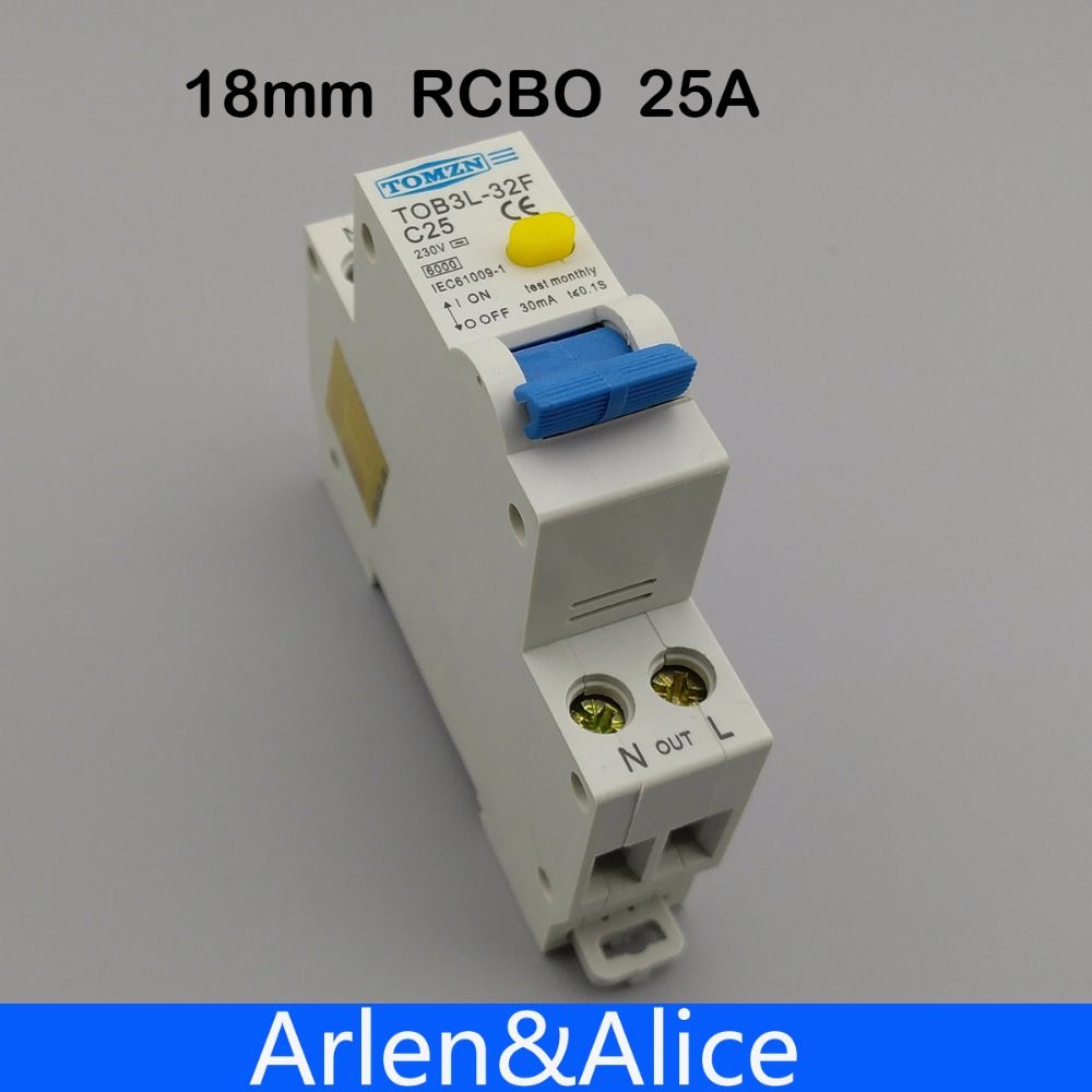 18MM RCBO 25A 1P+N 6KA Residual Current Differential