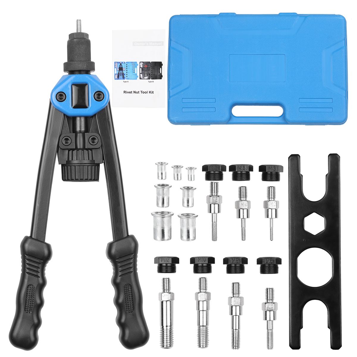 110Pcs Hand Rivet Nut Tool Riveting Tool Set Rivet Nut