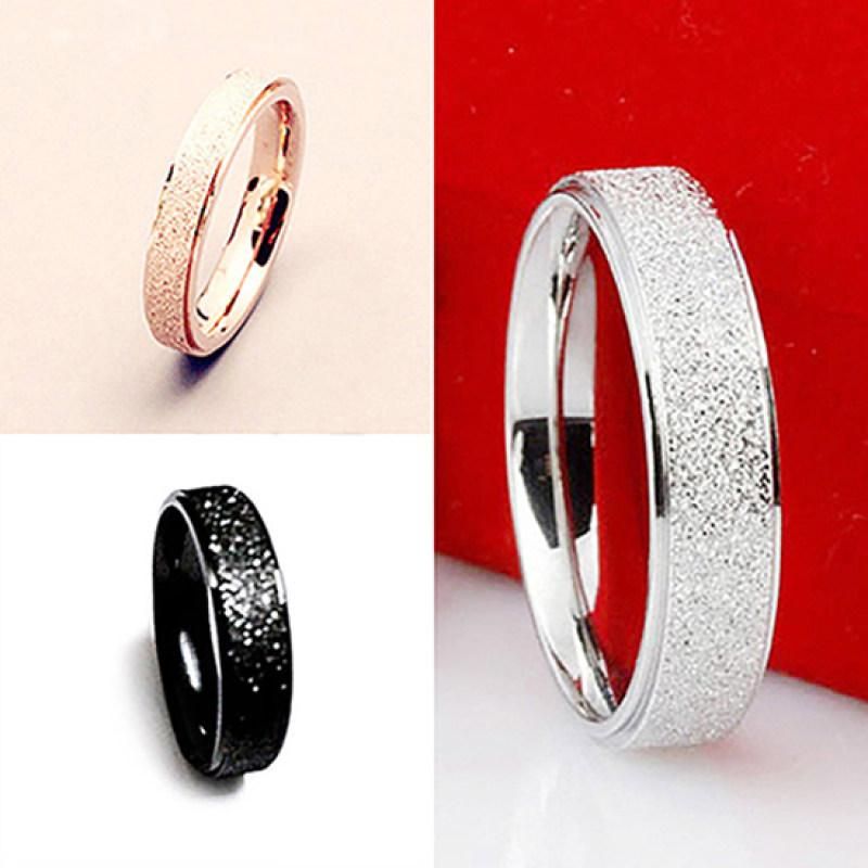 Men Women Wedding Band Ring Stainless Steel Matte-Rose Gold