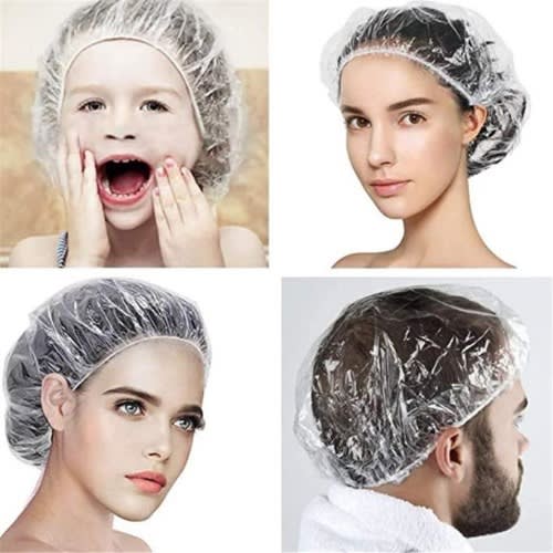 Transparent Disposable Shower Caps - 100pcs