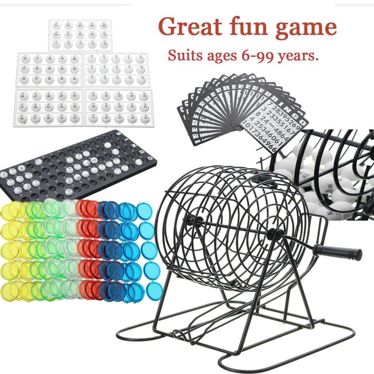 Traditional Bingo Lotto Lottery Family Game Set - Cage Balls Cards Counters