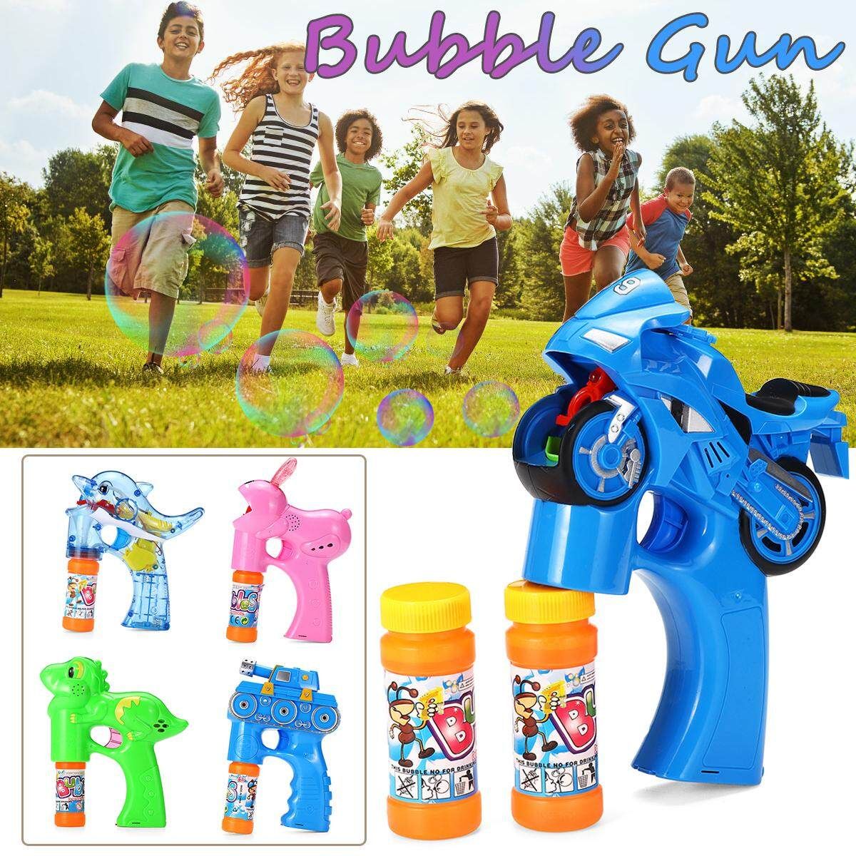 Electric Flashing LED Light-Up Bubble Tool Music Machine Outdoor Kids Toy Gift 199 Motorcycle (blue)