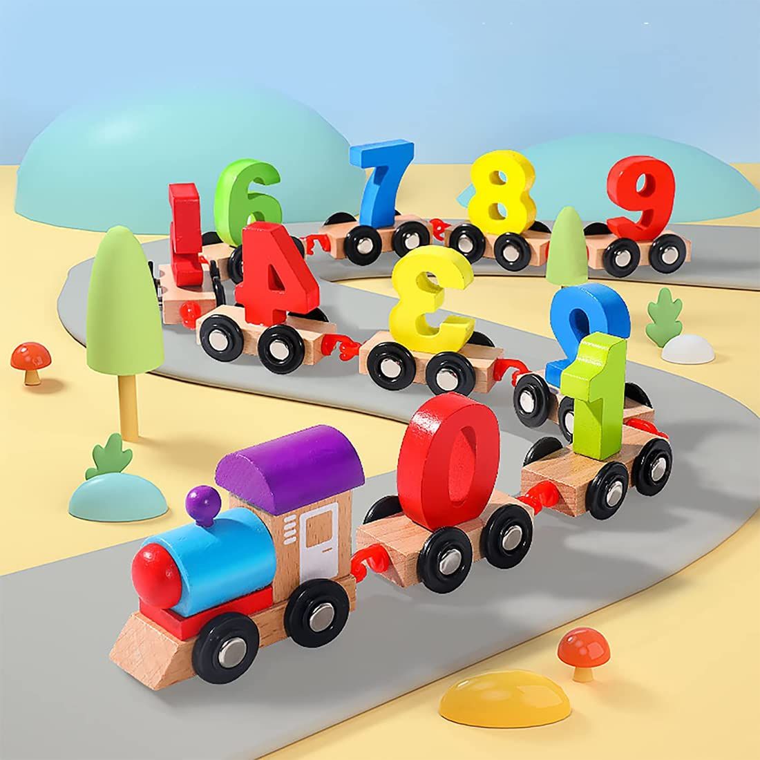Wooden Digits Educational Numbers Train