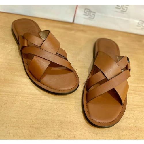 Realwon Brown Crossed Male Slippers