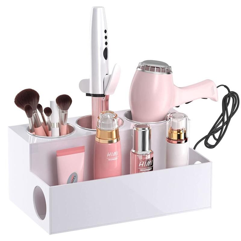 Acrylic Hair Tool Organizer Hair Dryer Storage Rack (White)