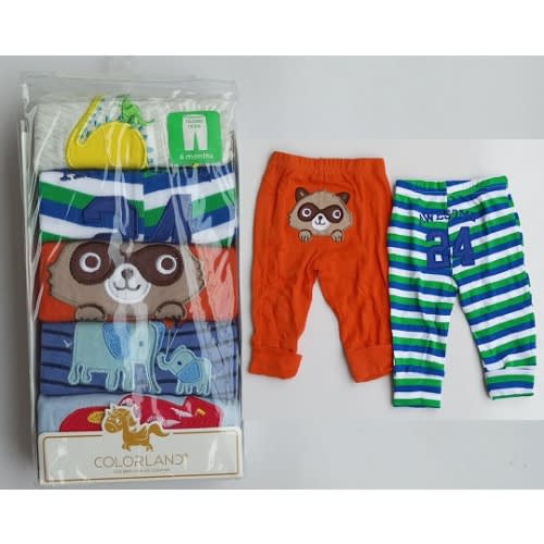Baby Boy Cartoon Embroidery Tapered Ankle Trouser - 5pcs