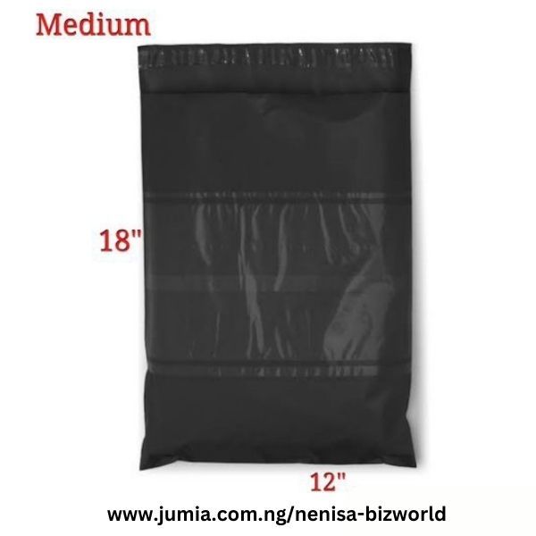 Black Courier Bags / Courier Nylons/Poly Mailer-Invoice Pocket 50pcs-A3-Medium-30x48cm-12/18 Inches